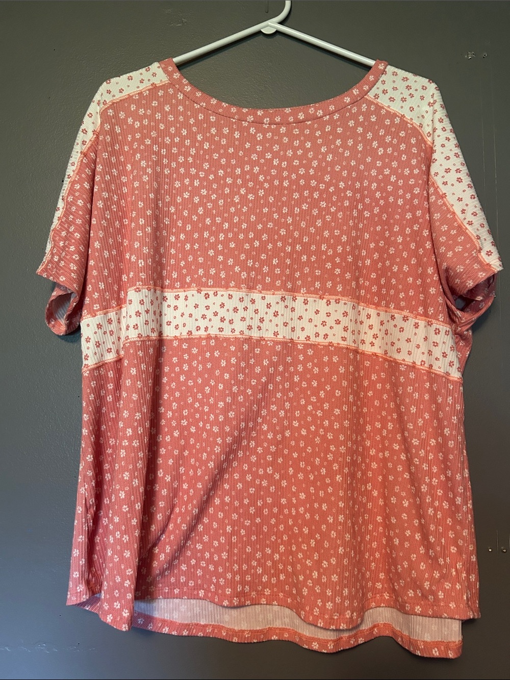 Women's Coral Floral Patchwork Short-Sleeve Tee